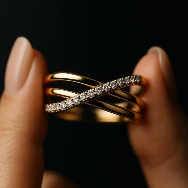 Crisscross Glam Zircon Ring