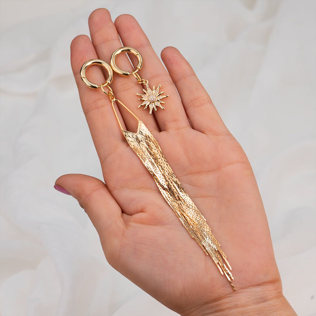 Gold Hoop Charm Earrings Set