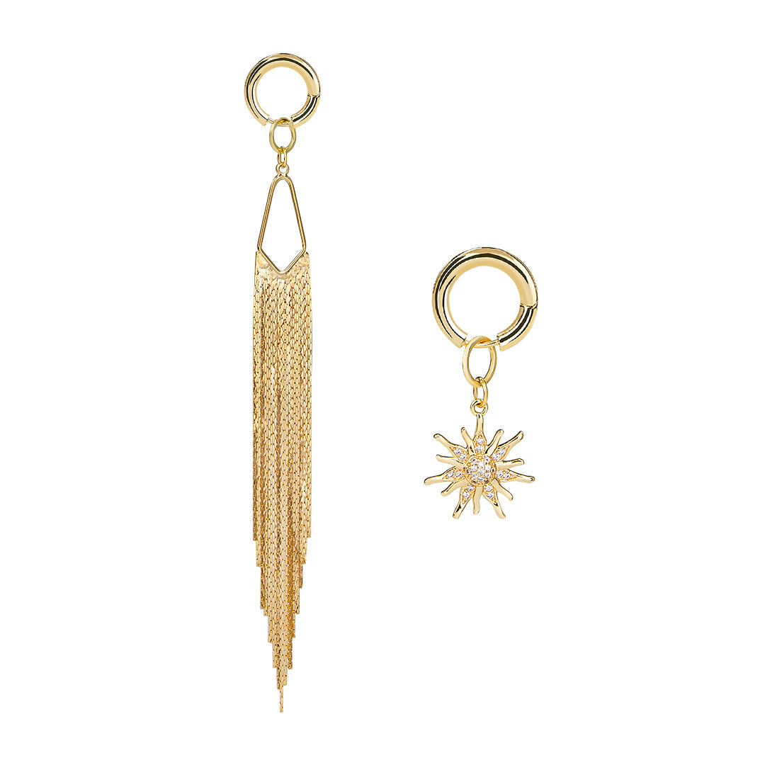 Gold Hoop Charm Earrings Set