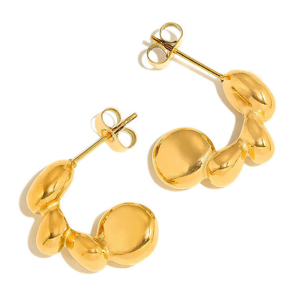 Fira Molten Bubble Gold Hoop Earrings