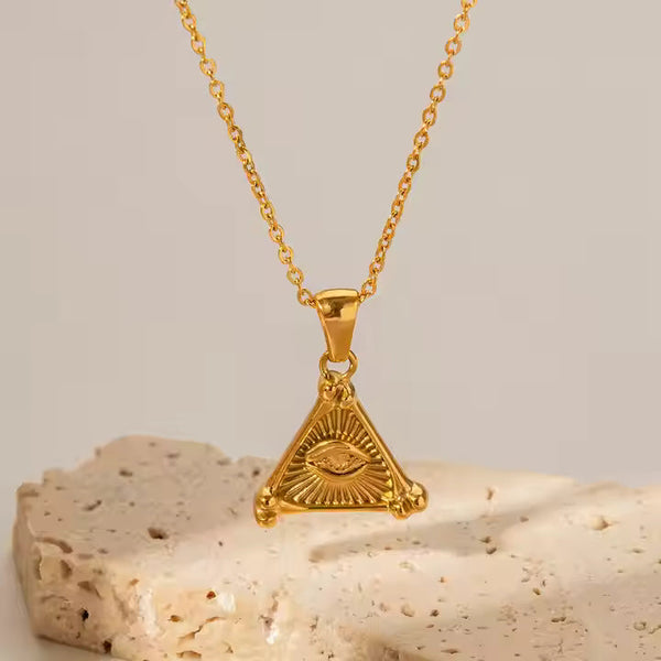 Eye of Clarity Triangle Pendant Necklace