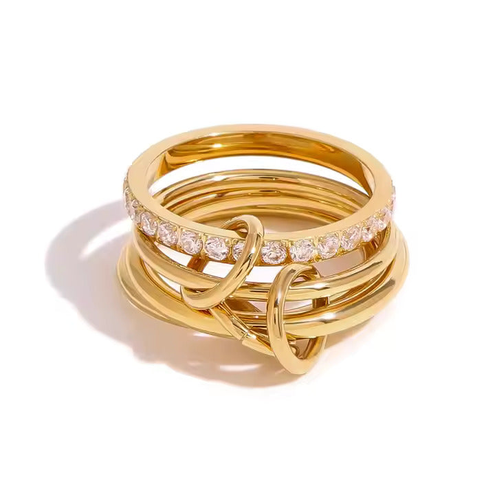 Double Link Pavé Chain Band Ring