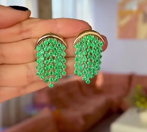 Alina Green Beaded Statement Earrings