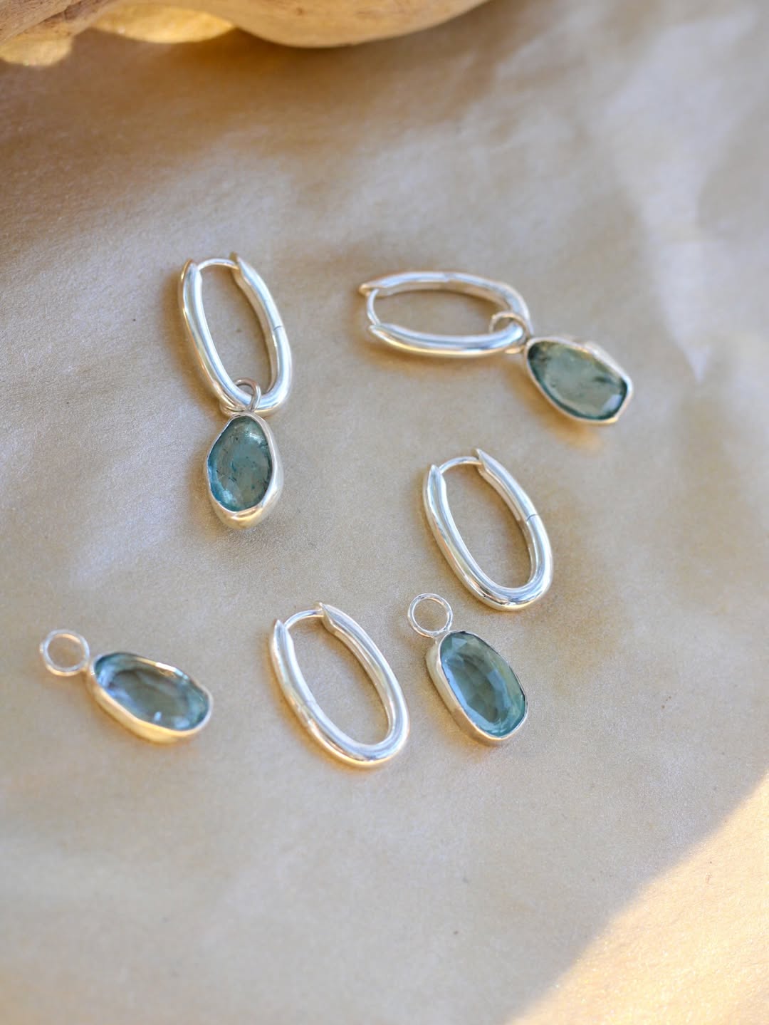 Aqua Drop Hoop Earrings