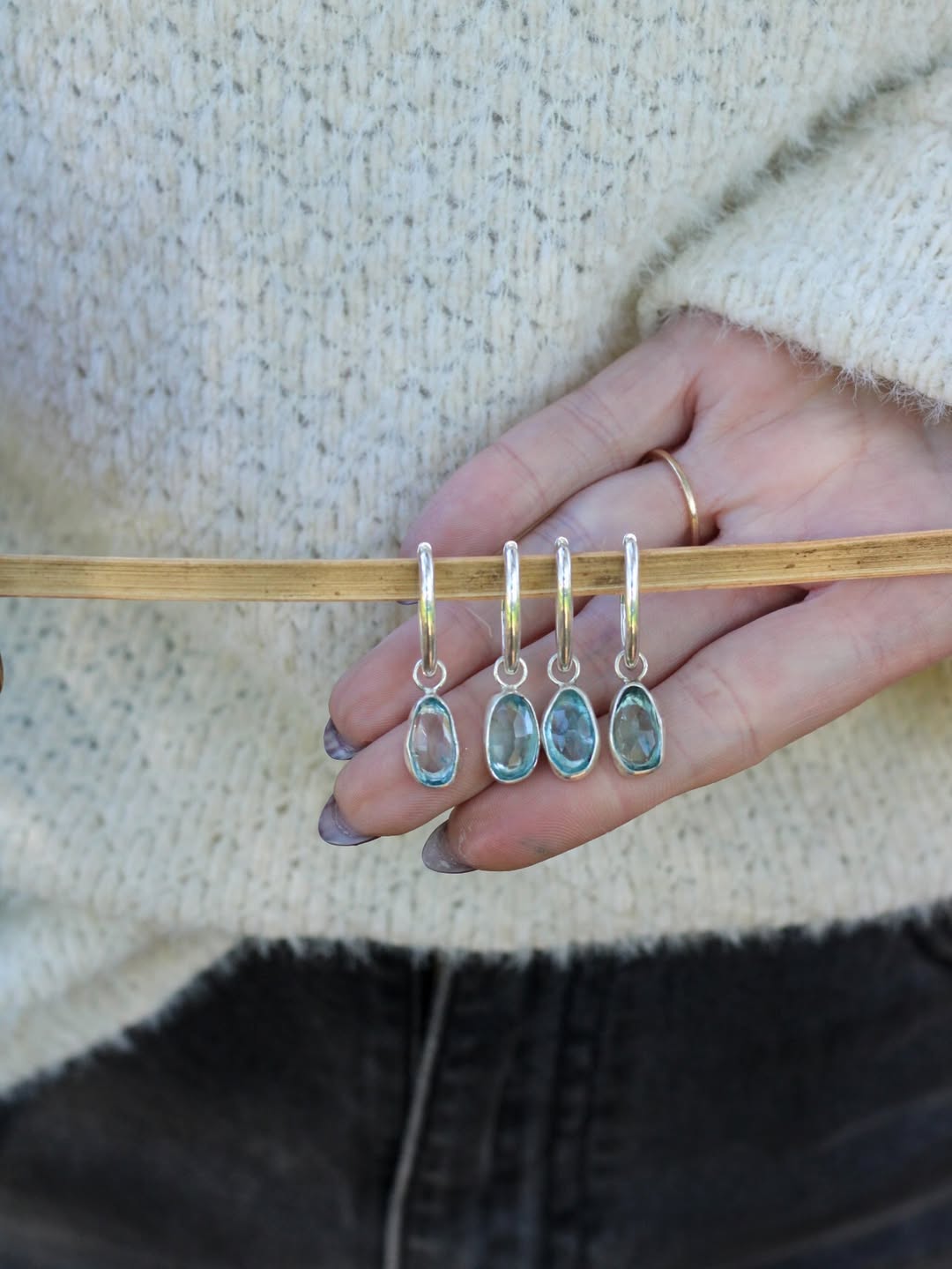 Aqua Drop Hoop Earrings