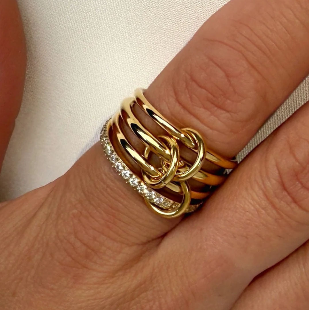 Double Link Pavé Chain Band Ring