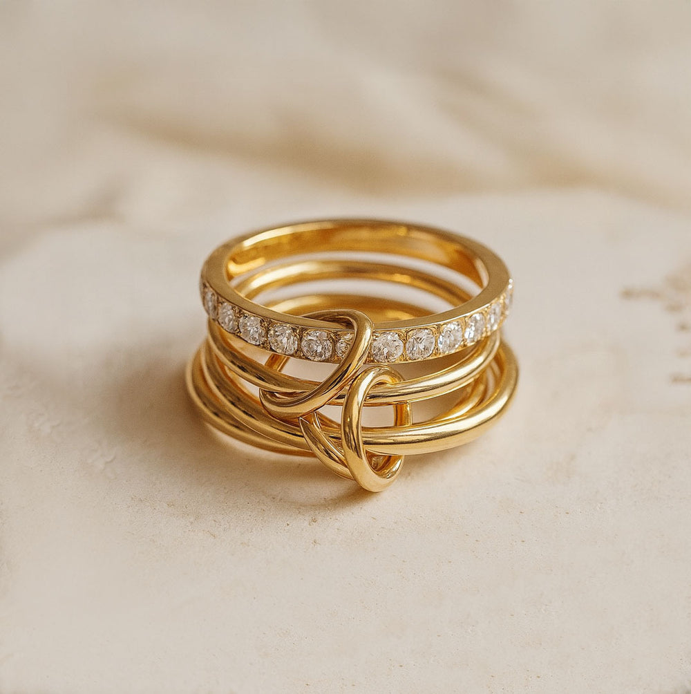 Double Link Pavé Chain Band Ring