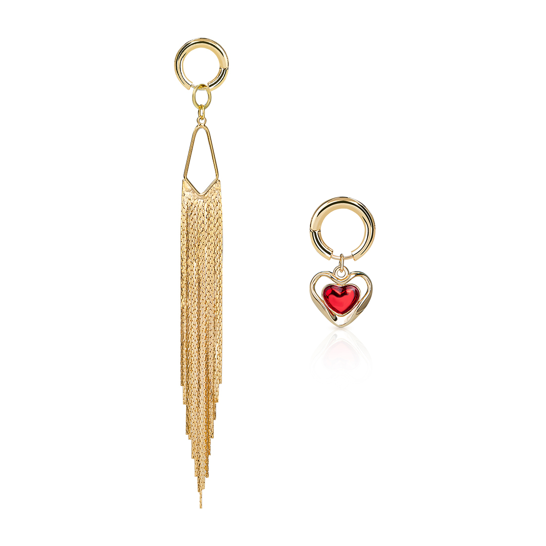 Gold Hoop Charm Earrings Set