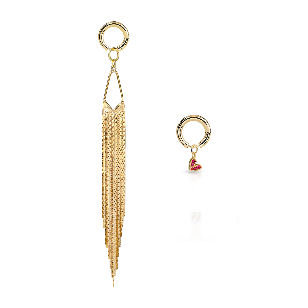 Gold Hoop Charm Earrings Set